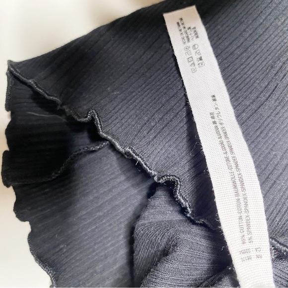 Intimately Free People Ribbed V Neck along Sleeve Top Black XS - Picture 5 of 6